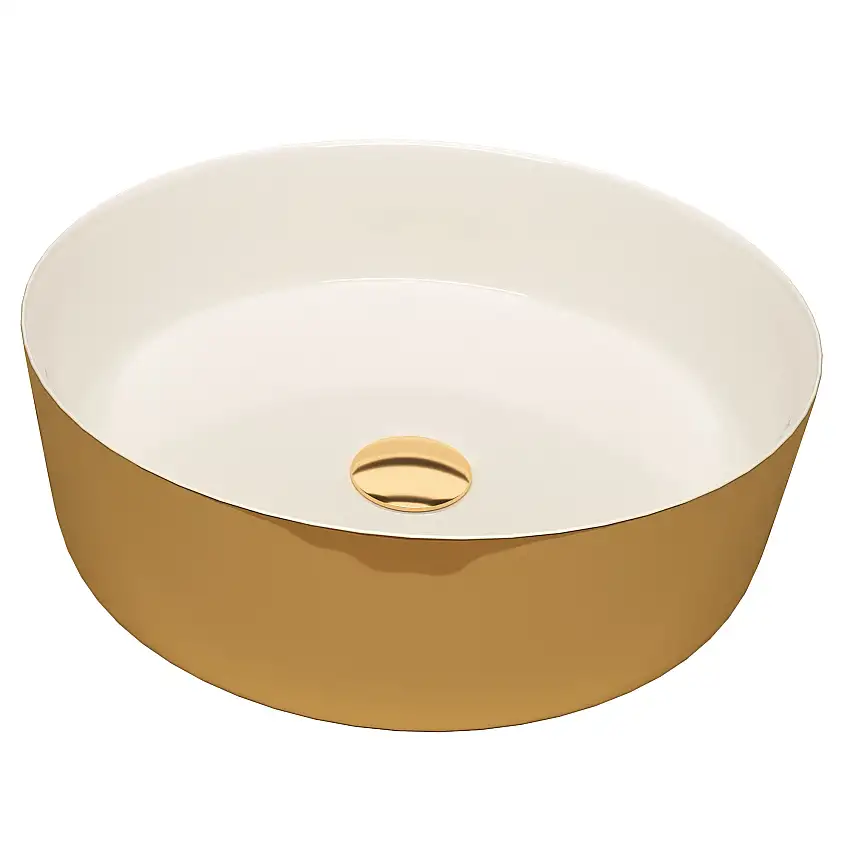 Tvättställ BadlyxRound 102 Bicolor 35 cmGuld/Vit