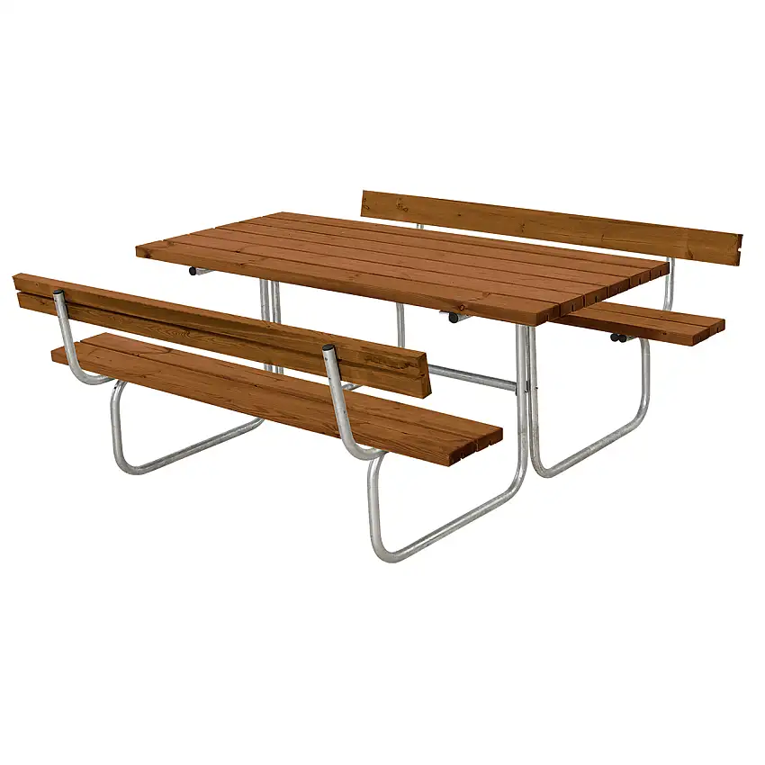 Picknickbord PLUSClassic Bord-/Bänkset UtomhusMed ryggstöd, Teak
