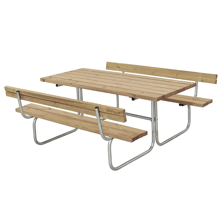 Picknickbord PLUSClassic Bord-/Bänkset UtomhusGyllenbrun, Med ryggstöd