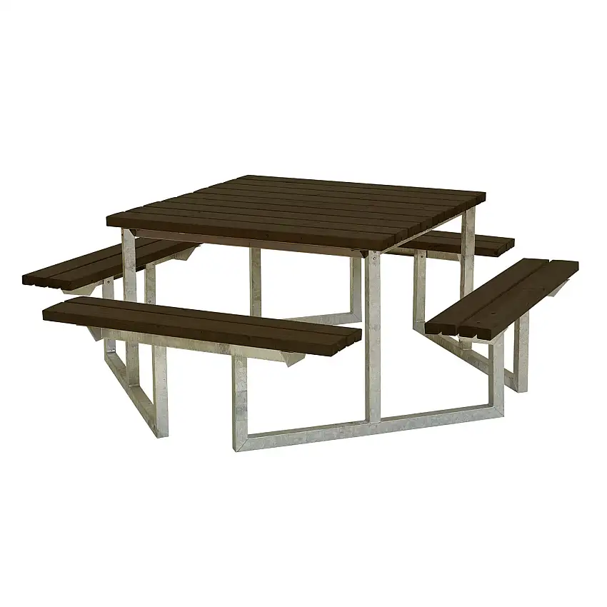 Trädgårdsmöbel Grupp PLUSTwistSvart, Utan ryggstöd, Trä/Stål, L: 2040 mm