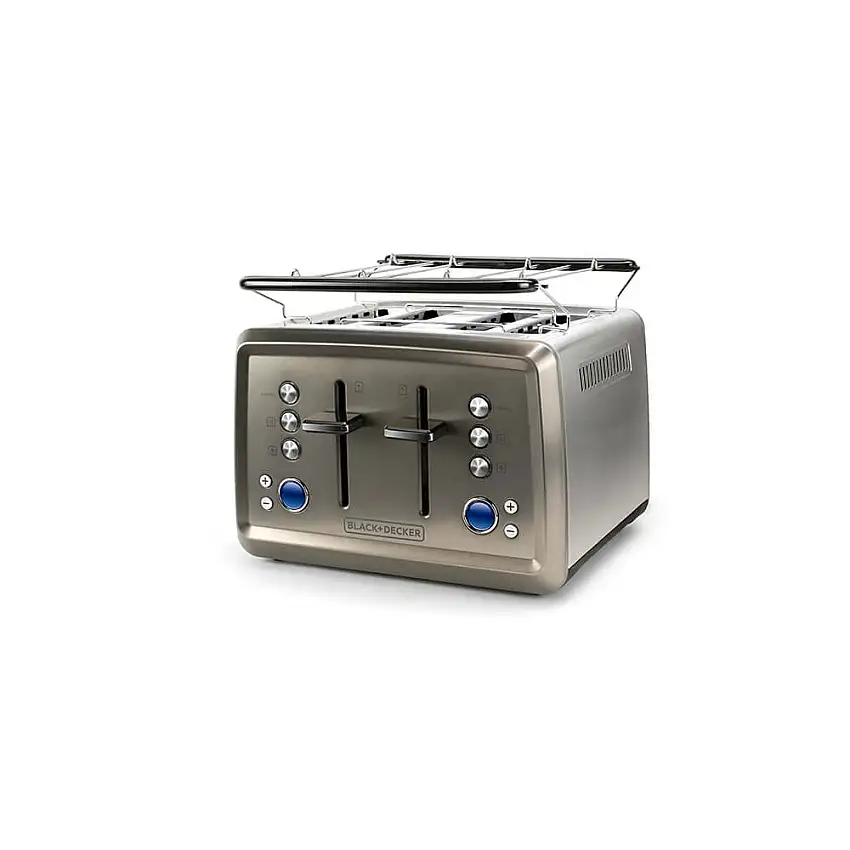Brödrost Black+Decker4-Skivor Borstat Stål 1960W LCD-skärm & 3 Funktioner