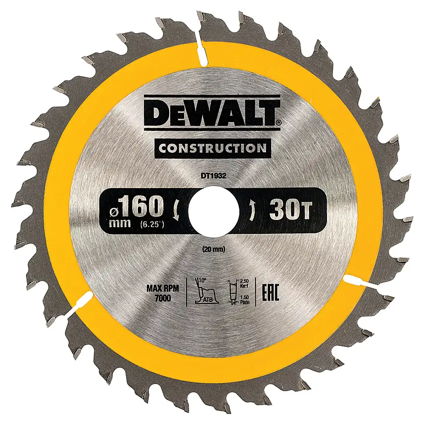 Cirkelsågblad DeWaltDT19-QZ 542612-D160x20 mm, 30 Tänder