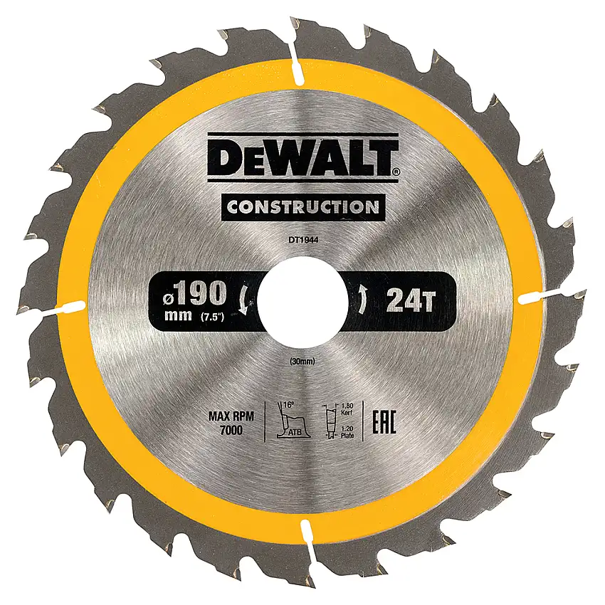 Cirkelsågblad DeWaltDT19-QZ 542612-D190x30 mm, 24 Tänder
