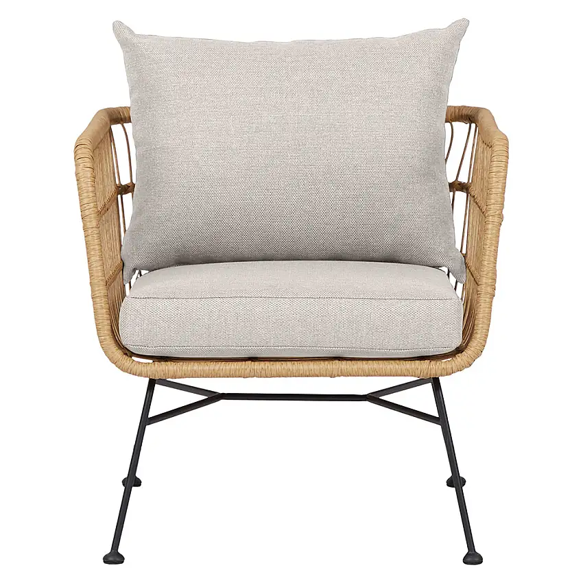 Trädgårdsfåtölj ENVY DESIGNNina, Metall/Rotting/Polyester, Trästol med Dynor för Utebruk