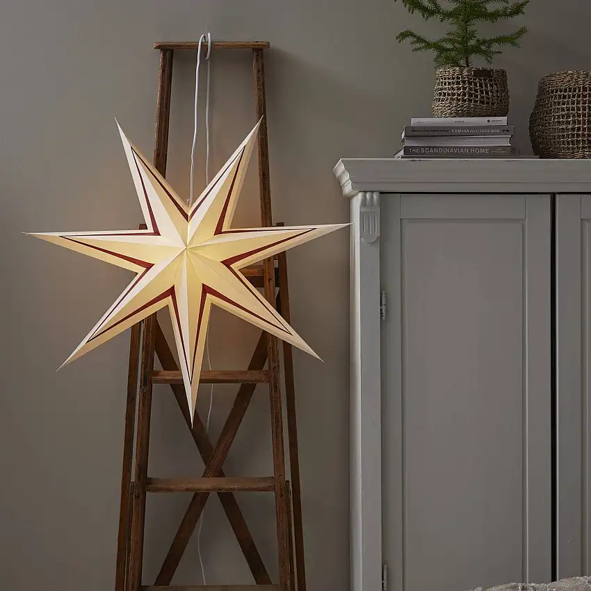 Adventsstjärna Star TradingStripe Papperstjärna 80 cmVit/Röd