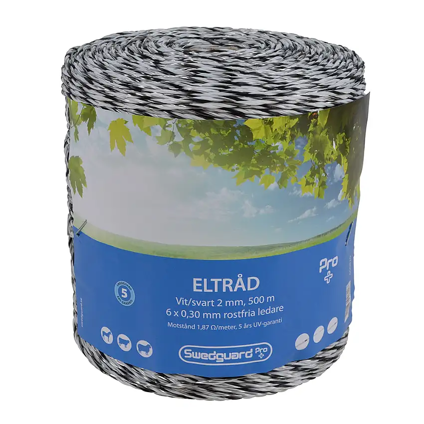 Eltråd SwedguardPro+ 2 mm Vit/Svart