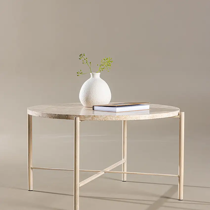 Soffbord VindSandhamn Beige Runt Vardagsrumsbord Ø70cm