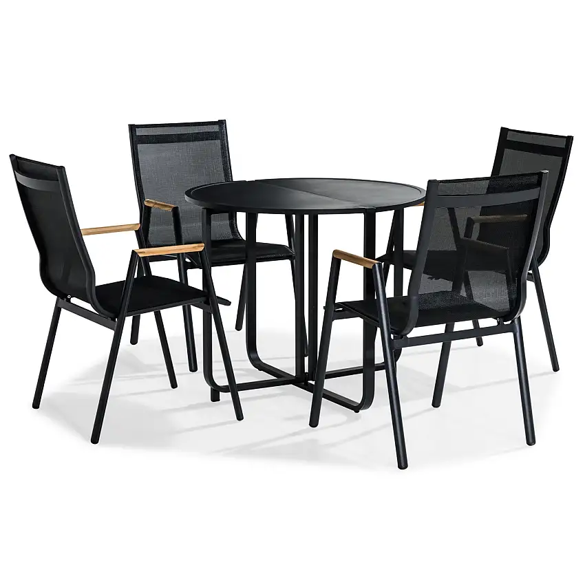 Cafégrupp Comfort GardenFlippy Rund 90 med 4 Trädgårdsstolar Las Vegas Utomhus