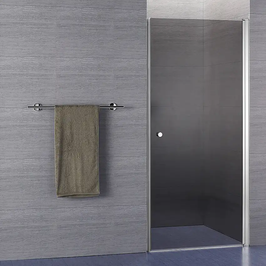 Duschdörr AlternaLusso Nisch RakProfil: Polerad aluminium, Bredd: 774 mm, Gråtonat glas med Dörrknopp