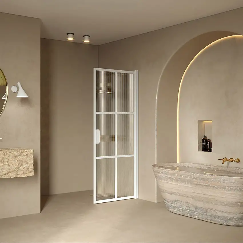 Duschdörr HietakariBläk 738 Paris Vändbar395x1950 mm, Reeded, Vita Profiler