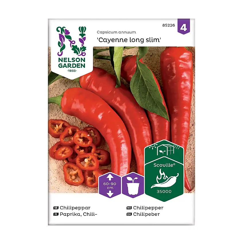 Frö Chilipeppar Nelson GardenCayenne Long Slim