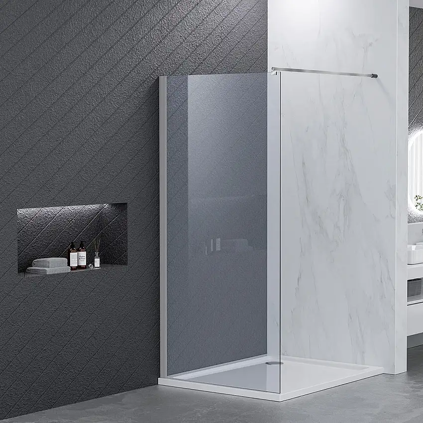 Duschvägg NortiqBergenKlarglas, Profilfärg: Aluminium, Bredd: 900 mm