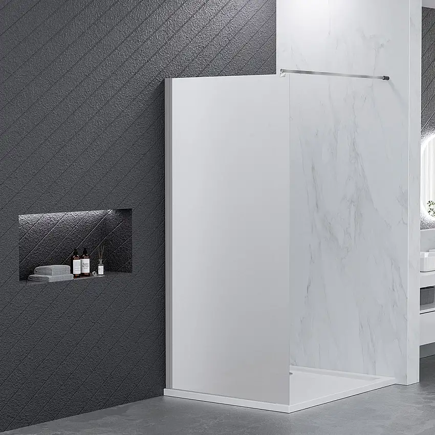 Duschvägg NortiqBergenFrostat Glas, Profilfärg: Aluminium, Bredd: 700 mm
