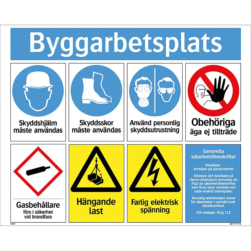 Skylt SystemtextByggarbetsplats 780x625 mm Aluminium