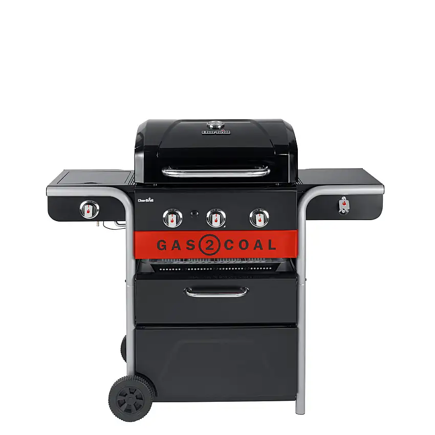 Hybridgrill Char-BroilGas2Coal 2.0 330 Gasol- och Kolgrill med Sidobrännare & Gjutjärnsgaller