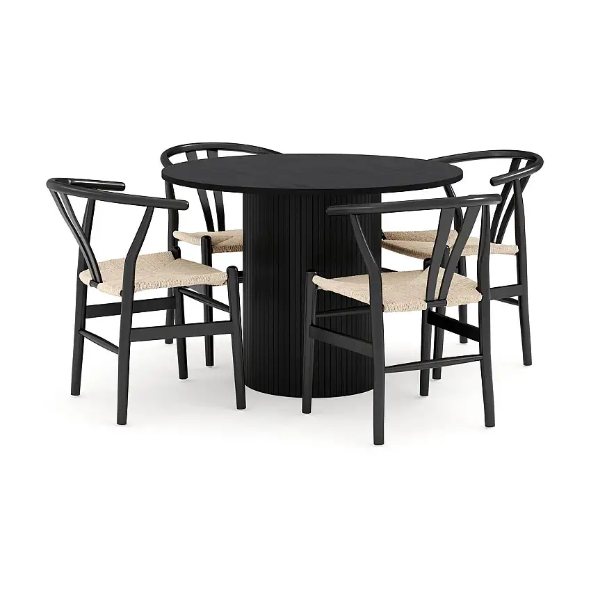 Matgrupp BarkKopparbo Runt Matbord 106 cm med 4 Dastoori Matstol