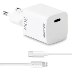 Champion Laddare 30W + USB-C till Lightning Kabel Vit