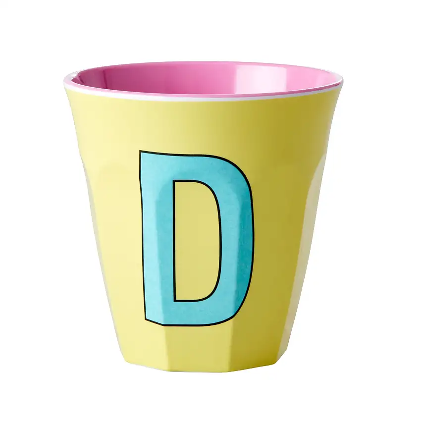 Melaminkopp RiceMedium Bokstav D 30 clGul/Rosa